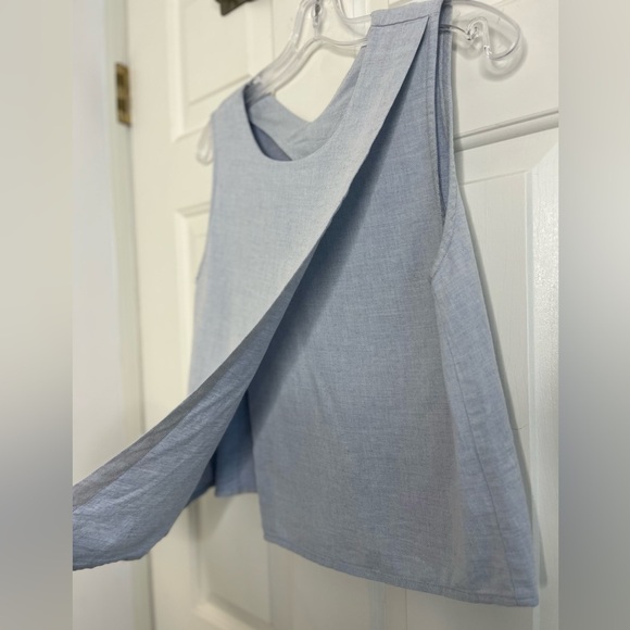 🇨🇦 Priory Flax Cotton Sleeveless Top S/M Light Blue - Picture 4 of 12